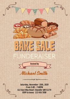 a bakery sale flyer with bread and bundts on the front, in brown paper