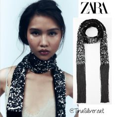 Zara Sequined Velvet Foulard Silver New With Tag Velvet Scarf With Sequin Appliqus And Fringing. Respectful Offers Only! All Lowball Offers Will Be Declined So Please Do Not Send Them. Thank You! Sparkly Scarf, Zara Scarf, Sequin Scarf, Velvet Scarf, Sequin Appliques, Scarf Fashion, Scarf Belt, Silver Colour, Silver Sequin