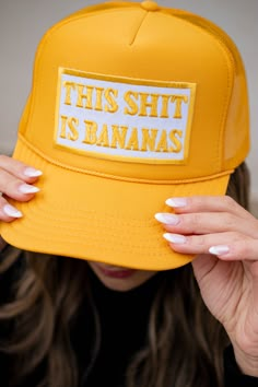 Shit is Bananas Hat by Hats by Madi Aunt Clothes, Funny Trucker Hat, Alt Clothes, Custom Caps, Bright Fashion, Hat Ideas, J Cole, Cool Hats, Brim Hat