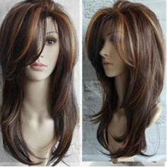 100% High Quality Synthetic Non Lace Wig Heat Resistant Fiber Cap Style: High Elastic, Skin-Friendly, Environmentally Friendly Net Cap, Resizable For Various Head Types. Color: Brown With Highlights As Shown Length: 24 Inches Texture: Straight Layered Density: About 150%-180% Heat Resistance Up To 180 C Thanks For Taking A Look! Long Wavy Curls, Brown Hair Shades, Cosplay Hair, Long Layered Hair, Trending Hairstyles, Straight Human Hair, Dark Brown Hair, Long Curly Hair, Light Brown Hair