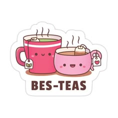 two coffee mugs with the words best - teas written on them sticker