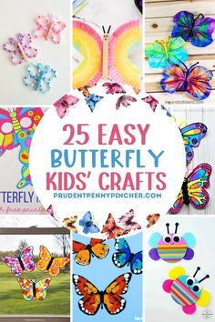 A collection of creative and easy butterfly crafts for kids, featuring handprint art, paper crafts, coffee filter butterflies, and educational projects on the monarch butterfly life cycle. Perfect for toddlers, preschoolers and older kids. Handprint Butterflies, Cheap And Easy Crafts, Butterflies Colorful, Handprint Butterfly, Butterfly Ideas, Creative Butterfly, Preschool Art Projects, Butterfly Craft, Free Activities For Kids