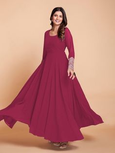 Brighten up your festivities with our stunning ready-to-wear pink gown paired with a matching dupatta. This elegant ensemble is the perfect choice to elevate your style and make a statement at any event.
Constructed out of faux georgette fabric, this gown is not only visually appealing but also incredibly comfortable to wear. The lightweight and breathable fabric ensure that you will feel at ease throughout the day or evening. The soft texture of the fabric adds a touch of luxury, making you fee Unstitched Bollywood Gown For Formal Occasions, Unstitched Bollywood Formal Gown, Formal Party Gown With Dabka Work, Formal Party Wear Gown For Eid, Elegant Long Sleeve Gown For Diwali, Eid Reception Party Wear Gown, Unstitched Formal Gown For Eid, Full Length Gown For Eid Reception, Pink Floor-length Gown For Wedding Guest