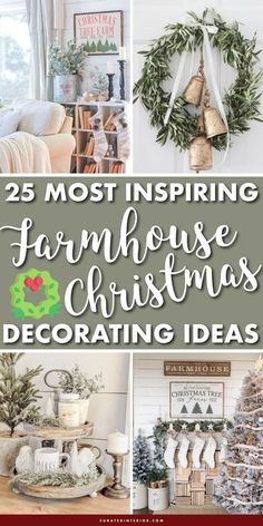 farmhouse christmas decorating ideas with text overlay