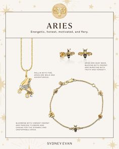 the aris jewelry set is shown in gold