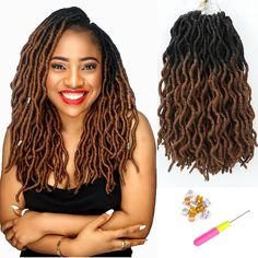 PRICES MAY VARY. Goddess style faux locs that are extra wavy and stylish Material:100% synthetic kanekalon hair Lightweight and soft making them feel comfortable on your head Tight and neat making them last long Pre-looped for easy installation, even for first-timers Package has free beads and a crochet needle Brand Name: Themis Hair 
Product Name: Wavy Gypsy Locs Crochet Braid Hair Extension Synthetic Kanekalon Braiding hair Havana Mambo Twist Fauxlocs Hair Extensions. 
Hair Style: Wavy Gypsy L Wavy Faux Locs, Braids Dreadlocks, Crochet Locs, Curly Faux Locs, Kanekalon Braiding Hair, Braided Dreadlocks, Faux Locs Crochet, Crochet Faux Locs, Locs Crochet