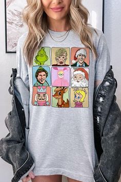 Wrap yourself in the spirit of the holidays with this unisex holiday short sleeve graphic tee, adorned with beloved classic Christmas movie characters. This festive graphic tee is a treasure trove of nostalgia, perfect for movie marathons or holiday parties. Crafted from a comfy blend of fabric materials, it promises both style and comfort. The tee's unisex design makes it a versatile addition to any wardrobe. Ideal for gifting or as a personal treat, our graphic tee will keep you smiling throug Christmas Movie Characters, Snap Jewelry Charms, Classic Christmas Movies, Closet Candy Boutique, Character Graphic, Plus Swimwear, Christmas Movie, Movie Characters, Casual Fit