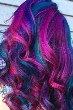 Purple And Blue Hair, Galaxy Hair Color, Mermaid Hair Color, Vivid Hair Color, Bright Hair Colors, Beautiful Hair Color