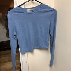 -New Without Tags.Never Worn No Flaws! -Size:Small (Has Stretch,Cotton) -Urban Outfitters -Slightly Cropped Blue T-shirt For Everyday Fall Wear, Light Blue Cotton Tops For Fall, Basic Blue Tops For Fall, Blue Everyday T-shirt For Fall, Blue Tops For Everyday Fall Wear, Light Wash Fitted Cotton Top, Fitted Light Wash Cotton Top, Blue Urban Outfitters T-shirt For Spring, Trendy Everyday Tops By Urban Outfitters