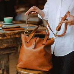 Craft & Forge Leather Tote -Bags > Tote > Leather-Maple-Mission Mercantile Leather Goods Leather Tote Bag With Pockets, C Craft, Tote Bag With Pockets, Leather Industry, Gold Rate, Leather Artisan, Colonial Williamsburg, Cat Bag, Handcrafted Leather