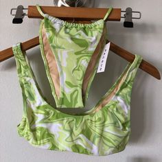 Pacsun Bikini Set Xs Bikini Top & Bikini Bottoms By Blue Hour Size Extra Small Color Green & White Design Pattern Style Basic Must Have For Summer! On The Thinner Side Similar To The Delilah Peach Lined Not Padded Nwt, See Photos Totally Groovy 70’s Psychedelic Print Pattern Green T-back Swimwear For Beach, Trendy Green Swimwear For Sunbathing, T-back Tankini For Poolside And Beach Season, Summer Tankini With Triangle Top For Poolside, Stretch Swimwear For Summer Parties, Beachy Tankini For Summer Parties And Beach Season, Green Triangle Top Tankini For Summer, Summer Pool Tankini With Triangle Top, Green Stretchable Swimwear For Vacation