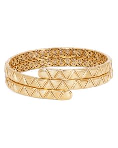 Marina B 18K Yellow Gold Triangolini Triangle Coil Bangle Bracelet Luxury Stackable Bangle For Formal Occasions, Luxury Stackable Bangle For Formal Events, Gold-tone Bangle Bracelet For Formal Occasions, Gold-tone Bangle Bracelets For Formal Occasions, Luxury Formal Stackable Bracelets, Luxury Gold-tone Bangle With Polished Finish, Designer Gold Diamond Bangle Bracelet, Luxury Gold-tone Cuff Bracelet With Jubilee Design, Luxury Gold-tone Bangle Bracelet