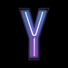 the letter y is lit up with neon lights and it appears to be made out of mesh