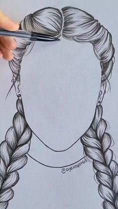 a drawing of a woman's hair with two braids