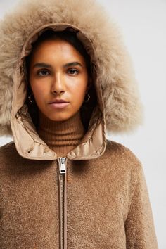 Beige Marne Teddy Short Down Jacket - Short Down Jackets for Women | Moncler US Luxury Winter Hoodie, Beige Winter Parka With Drawstring Hood, Beige Drawstring Hood Parka For Winter, Luxury Winter Hoodie With Double-lined Hood, Beige Hooded Jacket With Detachable Hood For Cold Weather, Beige Outerwear With Drawstring Hood For Cold Weather, Luxury Hooded Jacket With Double-lined Hood, Luxury Fall Hooded Jacket With Double-lined Hood, Luxury Hooded Jacket With Double-lined Hood For Fall