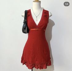 Red 2000s Dress, Boho Club Outfit, Y2k Dress Aesthetic, Movie Dresses, 2000s Fashion, Looks Style