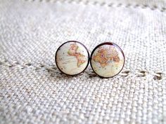 Map Earrings, Vintage World Map, Antique World Map, Retro Space, Earrings Antique, Bohol, We Are The World, Antique Earrings, Globe Trotter