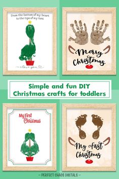 four christmas cards with hand prints on them