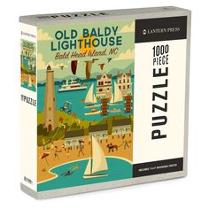 a puzzle box with an old - fashioned lighthouse scene