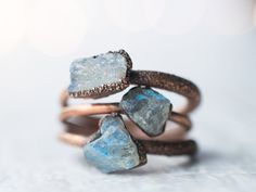 SALE Raw Labradorite ring | Gemstone stacking ring Raw Labradorite, Gemstone Stacking Ring, Aquamarine Birthstone, Mineral Jewelry, Electroformed Jewelry, Labradorite Crystal, Copper Ring, Labradorite Ring, Bling Rings