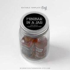 a glass jar filled with lots of different types of candies in it's lid