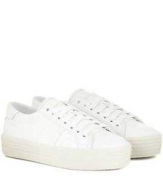 Ysl Saint Laurent Platform Double Sole Sneaker White Leathr Lace Up Shoe 41.5-11 Ysl Sneakers, Shoes Ysl, Ysl Saint Laurent, Sole Sneakers, Classic Sneakers, Classic Leather, Platform Sneakers, White Shoes, Superga Sneaker