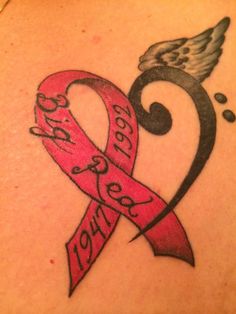 a pink ribbon with an angel on it and the words hope in cursive writing