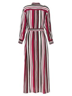 Long silk shirt dress with all-over striped print, a button closure, and long cuffed sleeves. Composition: 100% silk Striped Shirt Women, Printed Silk Shirt, Silk Shirt Dress, Maxi Shirts, Linen Shirt Dress, Striped Shirt Dress, Maxi Shirt Dress, Stripe Silk, Stripe Dress