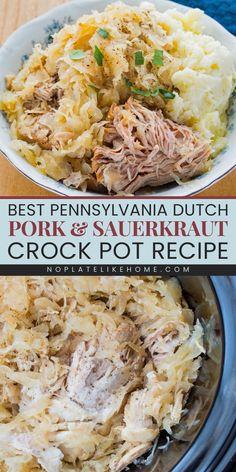 Looking for a main course idea? Try the BEST Pennsylvania Dutch Pork and Sauerkraut Crock Pot recipe! Features tender, juicy pork loin seasoned with sauerkraut, onions and apple flavoring. It’s a gluten-free, one-pot, and low-carb meal. Save this simple pork recipe! Crock Pot Pork And Sauerkraut Recipe, Juicy Pork Loin, Pork And Sauerkraut, Crockpot Pork Loin, Pork Recipes For Dinner, Apple Pork, Crock Pot Recipe