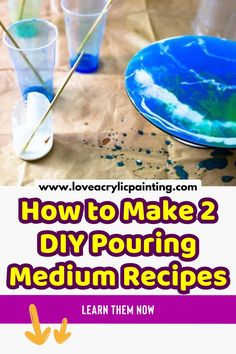 how to make 2 diy pouring medium - sized cups with water and colored paper