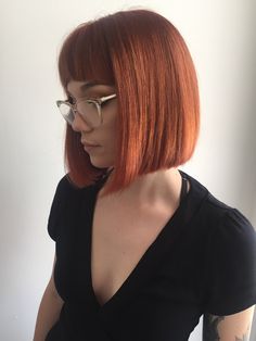 Copper Bob Hairstyles, Copper Bob Hair With Fringe, Auburn Bob Haircut, Short Copper Bob, Copper Bob Hair, Ginger Bob, Copper Bob, Auburn Bob