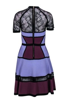 Go for some smoky purple power with this paneled dress from Elie Saab! Made with a textured design, this is the perfect piece to wear with heeled booties and your best fishnet tights for some downtown darling style with some class. Size 6 (EU 38) Made in Italy 69% Viscose, 17% Polyester, 10% Nylon, 4% Elastane A-line silhouette Round illusion neckline Short sleeve Paneled design with multiple textured Zippered back Material provides stretch Waist 26" Bust 30" Total length 37" French Girl Chic, Textured Panels, Chic Shop, Illusion Neckline, Fishnet Tights, Buy Shoes Online, Textured Design, Jacket Design, French Girl