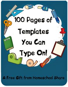 a blue book cover with the words 100 pages of templates you can type on