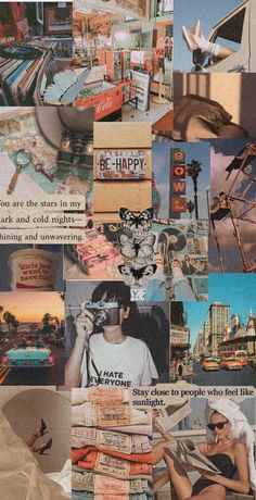 collage of images with words and pictures