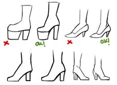 how to draw high heeled shoes step by step