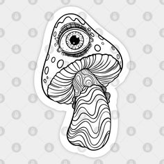 a sticker with an image of a mushroom and the eye in it's center