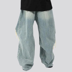 Introducing our aged men's baggy jeans from the 2023 Spring-Summer Collection a reflection of punkish and hip-hop style!Why It's A Must-HaveTake your everyday wardrobe to the next level with these stylish baggy jeans. Crafted with distressed detailing. mid-waist silhouette and zipper and button closure. they make for the perfect addition to any outfit.Distinctive Features: Grunge Style: Show off your unique style with these baggy jeans that perfectly encapsulate rock-n-roll couture. Baggy Fit: T Hip Hop Baggy Jeans With Five Pockets, Oversized Wide Leg Hip Hop Jeans, Oversized Wide-leg Hip Hop Jeans, Oversized Denim Pants For Streetwear, Oversized Hip Hop Denim Jeans, Hip Hop Oversized Denim Jeans, Hip Hop Baggy Jeans For Streetwear, Baggy Hip Hop Jeans For Streetwear, Oversized Five-pocket Pants For Streetwear