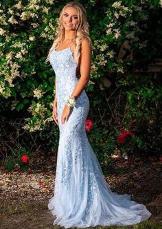 Blue Lace Prom Dress, Military Party, Light Blue Prom Dress, Mermaid Prom Dresses Lace, Trendy Prom Dresses, Prom Dresses Long Lace, Military Ball Dresses, Backless Evening Dress, Prom Dresses Long Mermaid