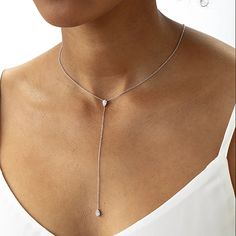 Available in 18K White Gold Diamonds = .46-.53ctw Total Chain Length = 18" with a 4" Drop For additional information please contact Partita +1(415) 447-0795 Formal Lariat Necklace With Clavicle Chain In Fine Jewelry, White Gold Clavicle Chain Lariat Necklace For Formal Events, Formal Fine Jewelry Lariat Necklace With Clavicle Chain, Formal Dangle Drop Necklace In Fine Jewelry Style, Formal Drop Dangle Necklace In Fine Jewelry Style, Formal Fine Jewelry Dangle Drop Necklace, Formal Lariat Clavicle Chain Necklace, Fine Jewelry Diamond White Lariat Diamond Necklace, Wedding Diamond Drop Necklace With Adjustable Chain