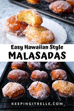 an easy hawaiian style macadas recipe with powdered sugar on top and then covered in icing