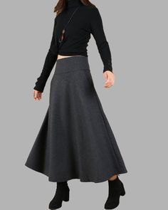 * A new woolen skirt, worked out a comfortable and flattering long skirt for daily wear.* Accurate and smart cut to visually slim and let your legs look longer and slender.* Large pleated hem, you will find it very comfortable and very very beautiful especially when you move.* Features two pockets so that you may take your iphone with you without taking a bag.* Can custom waist size and skirt length without custom fees.* Quality woolen faric, with fully lined, comfortable and warm.* Support 7 da Fitted Gray Maxi Skirt With Lined Skirt, Elegant Long Gray Skirt, Gray Pencil Skirt For Fall, Gray Relaxed Fit Lined Maxi Skirt, Gray Relaxed Fit Maxi Skirt With Lining, Gray Relaxed Maxi Skirt With Lined Skirt, Gray Relaxed Maxi Skirt With Lining, Gray Flared Maxi Skirt With Lined Skirt, Gray Flared Maxi Skirt With Lining