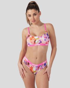 Bright, fun, and floral, this new look has summer written all over it. Made of our silky, soft-to-the-touch poly blend, the Summertime Melt Cheeky is lightweight and breathable with a playful, flattering fit. | PSD Women's Summertime Melt Underwear Cheeky, Size XS, Polyester/Blend Multicolor Graphic Print Stretch Swimwear, Summer Fruit Print Swimwear, Summer Moisture-wicking Multicolor Swimwear, Floral Print Beach Briefs, Victoria's Secret Floral Print Beachwear, Summer Writing, Crew Socks, New Look