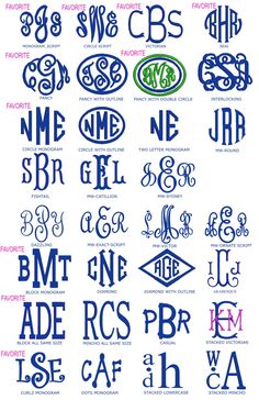 some type of monograms with different letters and numbers on them, all in blue