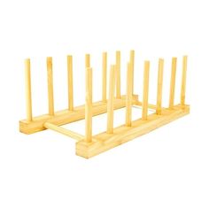 a wooden rack with several posts on it