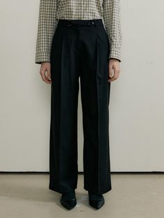 Composition : UPPER: POLYESTER 56%, RAYON 24%, WOOL 18%, SPAN 2% LINING: POLYESTER 100%Country of Origin : Republic of Korea Tailored Wool Wide-leg Dress Pants, Wool Wide-leg Dress Pants With Belt Loops, Semi-formal Black Wool Pants, Black Wool Straight Dress Pants, Wool Ankle-length Dress Pants With Belt Loops, Formal Wear, Trousers, Wool, The Originals