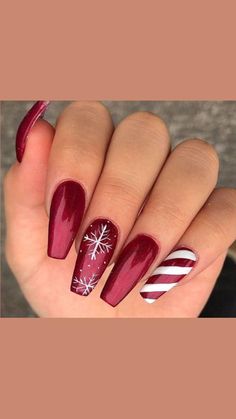 Lovely Nails, Winter Nails Acrylic, Cute Christmas Nails, Christmas Gel Nails, Christmas Nail Art Designs, Nail Design Ideas, Christmas Nails Acrylic, Acrylic Nails Coffin, Xmas Nails