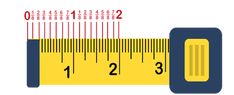 a tape measure with numbers on it and the measuring ruler is in front of it