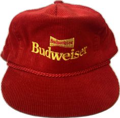 Rework Clothes, Vintage Baseball Hats, Beer Hat, Vintage Budweiser, Beer Cap, Beer Caps, Cool Hats, Red Hats, Casual Fits