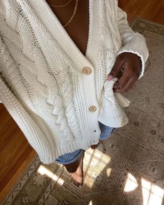 The Cable Cardigan is always a good idea. 📷: @sash.flores Chunky Knit Cotton Cardigan For Layering, Cotton Chunky Knit Cardigan For Layering, Oversized Cable Knit Cotton Cardigan, Oversized Cotton Cable Knit Cardigan, Everyday Chunky Knit Relaxed Fit Cardigan, Spring Cable Knit Loungewear Cardigan, Spring Cable Knit Cardigan For Loungewear, Everyday Relaxed Fit Chunky Knit Cardigan, Oversized Chunky Knit Cotton Cardigan