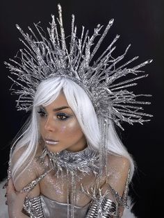 Winter Silver Queen Crown of Branches Ice Queen Photo session Silver Fantasy Headpiece For Costume Party, Silver Structured Crown For Party, Silver Crown Headpiece For Costume Party, Silver Crown Headpiece For Parties, Silver Fantasy Party Headpiece, Silver Crown Headband For Party, Silver Fantasy Crown Headpiece, Silver High Crown Headpiece For Party, Ice Princess Costume